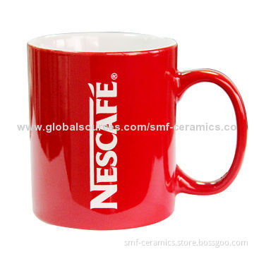 11oz Capacity Stoneware Mug with White Logo, Suitable for Promotional Purpose, Comes in Red Color